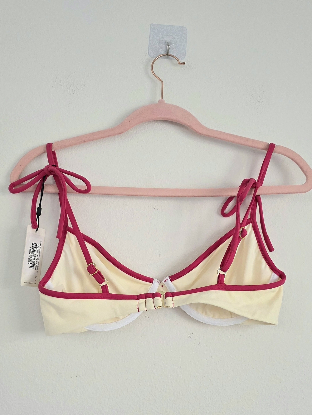 Montce RoseTwo-Tone Cream & Raspberry Underwire Bikini Top and Bottom Set - Picture 3 of 9